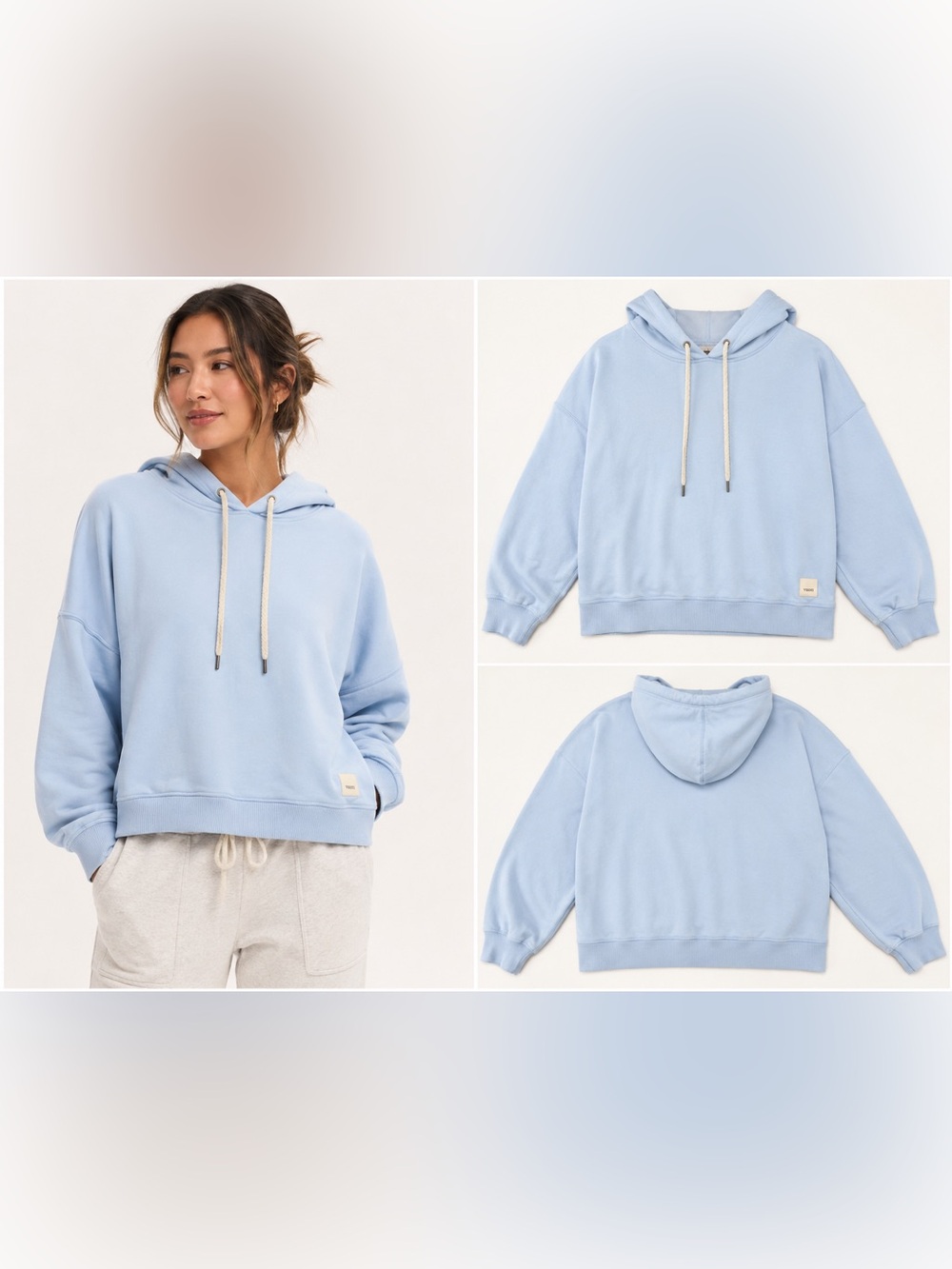 Vuori Laguna Hoodie Organic Cotton Pullover Light Blue S